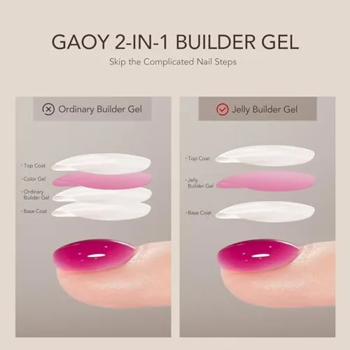 GAOY Builder Gel for Nails, Sheer Purple Nail Strengthener, Soak Off Colored Nail Extension Hard Gel, 4507 Violet Jelly