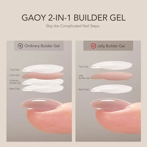 GAOY Builder Gel for Nails, Milky Pink Nude Nail Strengthener, Soak Off Colored Nail Extension Hard Gel, 4379 Jelly Nude