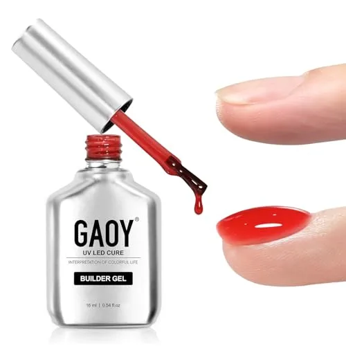 GAOY Builder Gel for Nails, Sheer Orange Red Nail Strengthener, Soak Off Colored Nail Extension Hard Gel, 4506 Jelly Sunset