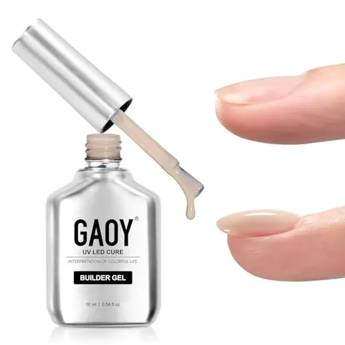 GAOY Builder Gel for Nails, Milky Jelly Beige Nail Strengthener, Soak Off Colored Nail Extension Hard Gel, 4377 Creamy Oat