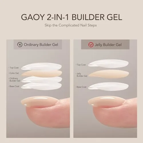 GAOY Builder Gel for Nails, Milky Jelly Beige Nail Strengthener, Soak Off Colored Nail Extension Hard Gel, 4377 Creamy Oat