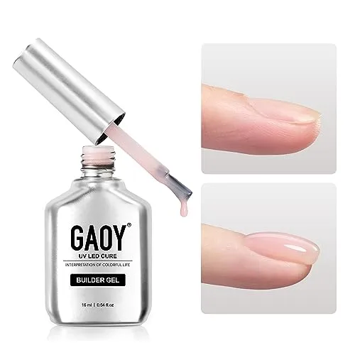 GAOY Builder Gel for Nails, 16ml Nail Strengthener in a Bottle, Nail Extension Hard Gel, Soak Off Long Lasting UV Light Cure, 1958 Crystal Pink, Base Coat Top Coat Needed