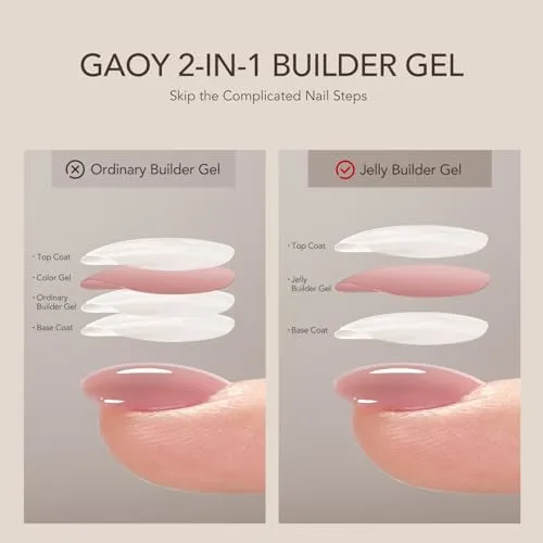 GAOY Builder Gel for Nails, Jelly Nude Pink Nail Strengthener, Soak Off Colored Nail Extension Hard Gel, 4380 Dusty Rose