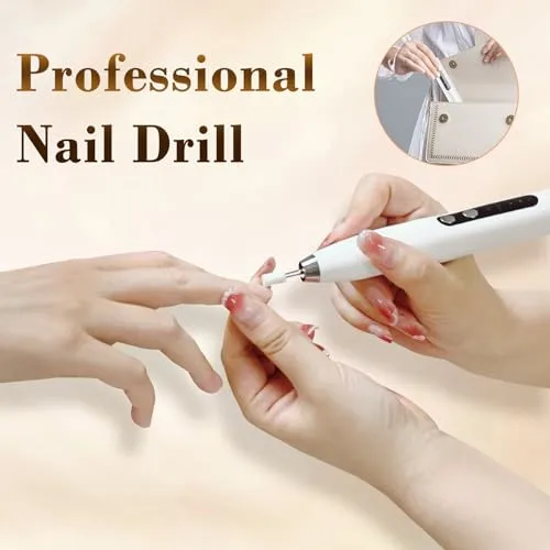 Cordless Nail Drill, 35000RPM Electric Nail File, Rechargeable Efile Set for Acrylic Gel Dip Powder Nails, Pedicure Manicure Tool for Women, Salon, Home