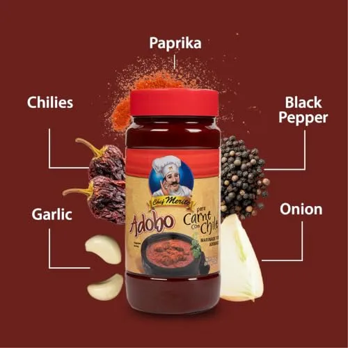 Chef Merito Adobo Carne Con Chile Marinade, Smoky & Spicy, 18 oz Jar