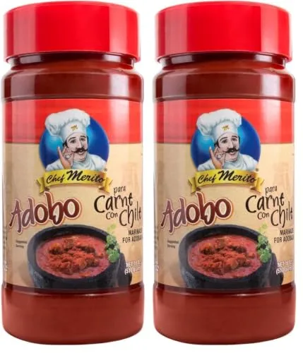 Chef Merito Adobo Carne Con Chile Marinade, Smoky & Spicy, 18 oz Jar (Pack of 2)