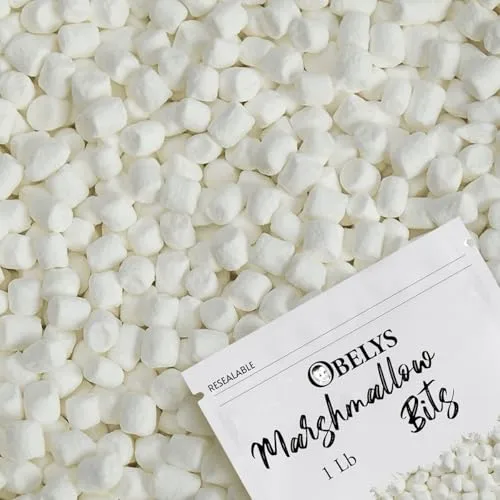 Dehydrated Mini White Marshmallows - | 1lb Resealable Bag | - Toppings for Hot Cocoa, Cereals and Desserts - Mini White Bits