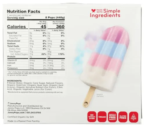 JonnyPops Organic Cotton Candy Cloud Frozen Pops 8ct