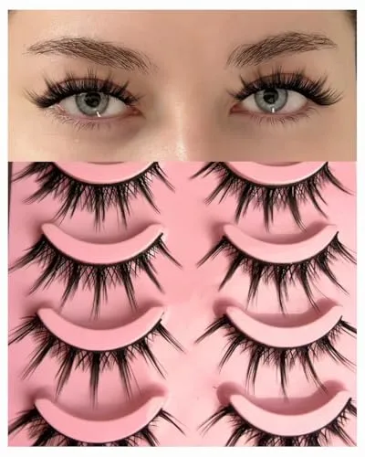 Lightweight Strip Lashes with Stiff Band for Hooded & Puffy Eyes, Beginner Friendly Reusable Washable False Eyelashes, Natural Double Eyelid Lift, Long Lasting Wear2#
