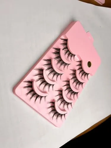 Lightweight Strip Lashes with Stiff Band for Hooded & Puffy Eyes, Beginner Friendly Reusable Washable False Eyelashes, Natural Double Eyelid Lift, Long Lasting Wear3#