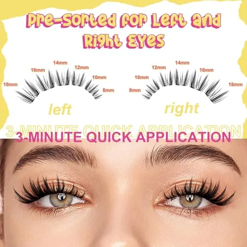 Freya Short Lash Clusters, 8-14mm Natural Wispy Lashes Only