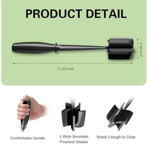 Meat Chopper, 5 Curve Blades Ground Beef Smasher, Heat Resistant Hamburger Smasher Tool, Nylon Potato Masher Utensil, Ground Meat Chopper, Meat Separator Tool for Hamburger, Non Stick Mix Chopper