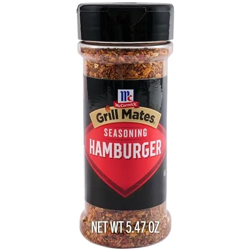 McCormick® Grill Mates® Hamburger Seasoning, Savory Blend of Toasted Onion & Garlic, For Chicken & Turkey Burgers, Steak & Chicken, Gluten Free, No Artificial Flavors, No MSG Added*, Kosher, 5.47 oz