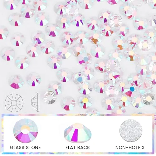 Rhinestones 1440pcs SS6 (1.9-2.0mm) Glass Flatback Crystal Transparent AB