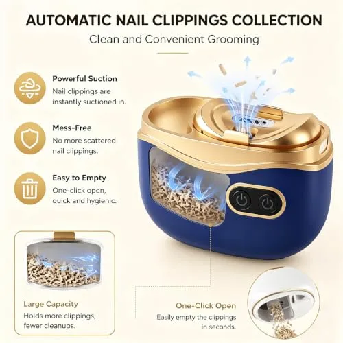 Madrid Wind Nail Clippers, 2 in 1 Safe Electric Nail Clipper & Polisher for Seniors Adults, Smart Trimmer with LED Light and Nail Storage Box, Blue