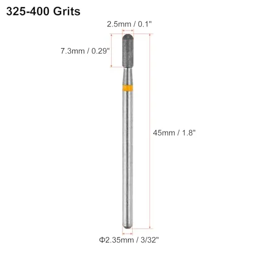 HARFINGTON 5pcs 325-400 Grits Diamond Grinding Bit 2.5x2.35x7.3mm