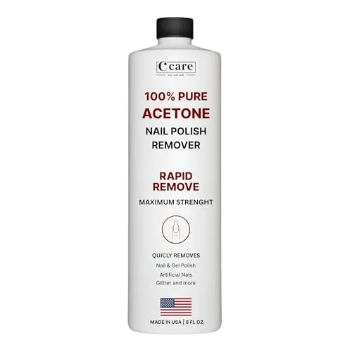 100% Pure Acetone Nail Polish Remover | Professional Quality | Easy To Use | Rapidly Removes Natural, Gel, Acrylic, shellac, and Glitter Nails | 8 Fl oz