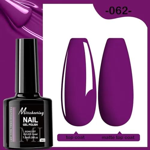7.5ml Gel Nail Polish,1 Pcs High Gloss Long Lasting Gel Polish, UV LED Soak-Off Nail Polish Gel for Manicure Salon DIY (062, 7.5ml)
