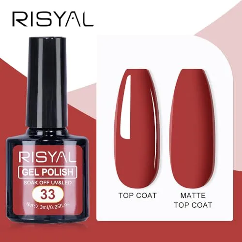 7.3ml Gel Nail Polish,1 Pcs High Gloss Long Lasting Gel Polish, UV LED Soak-Off Nail Polish Gel for Manicure Salon DIY (33, 7.3ml)