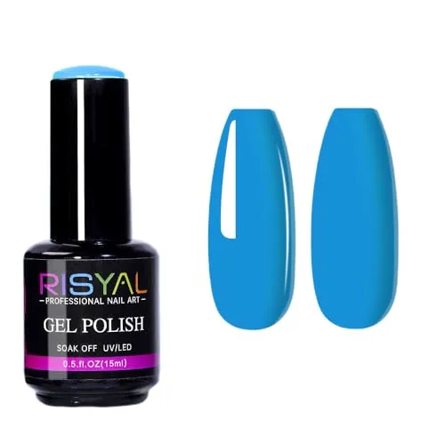 Bright Sky Blue 15ml Gel Nail Polish,1 Pcs High Gloss Long Lasting Gel Polish, UV LED Soak-Off Nail Polish Gel for Manicure Salon DIY (53#, 15ml)