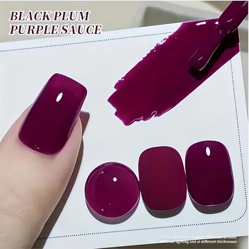 Dark Purple Gel Polish,1 Pcs High Gloss Long Lasting Wine Red Gel Nail Polish, UV LED Soak-Off Nail Polish Gel for Manicure Salon DIY (#25, 15ml)