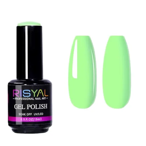 15ml Neon Green Gel Nail Polish,1 Pcs High Gloss Long Lasting Bright Green Gel Polish, UV LED Soak-Off Nail Polish Gel for Manicure Salon DIY (61#, 15ml)