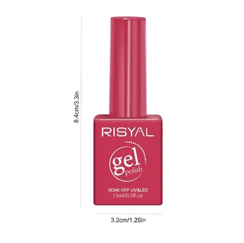 Rose Red Gel Polish,1 Pcs High Gloss Long Lasting Gel Nail Polish, UV LED Soak-Off Nail Polish Gel for Manicure Salon DIY (#19, 15ml)