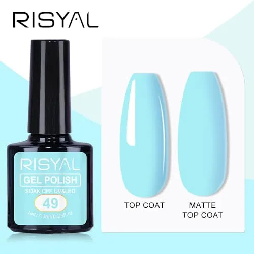 7.3ml Gel Nail Polish,1 Pcs High Gloss Long Lasting Gel Polish, UV LED Soak-Off Nail Polish Gel for Manicure Salon DIY (49, 7.3ml)