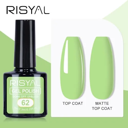 7.3ml Gel Nail Polish,1 Pcs High Gloss Long Lasting Gel Polish, UV LED Soak-Off Nail Polish Gel for Manicure Salon DIY (62, 7.3ml)