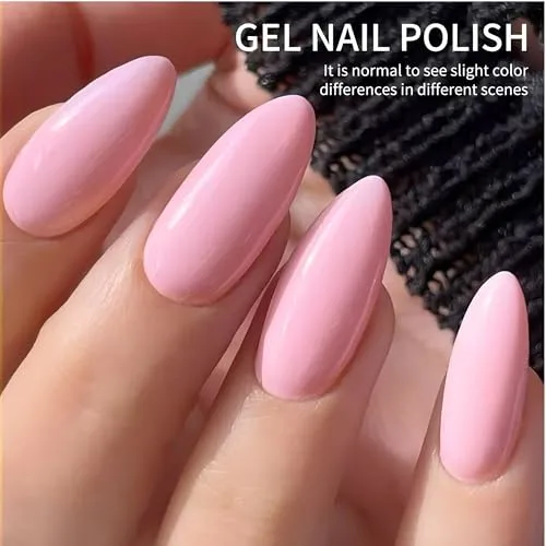 Baby Pink Gel Polish,1 Pcs High Gloss Long Lasting Light Pink Gel Nail Polish, UV LED Soak-Off Nail Polish Gel for Manicure Salon DIY (#111, 15ml)