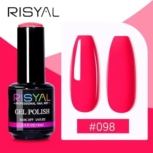 15ml Bright Red Gel Nail Polish,1 Pcs High Gloss Long Lasting Cherry Red Gel Polish, UV LED Soak-Off Nail Polish Gel for Manicure Salon DIY (#098, 15ml)
