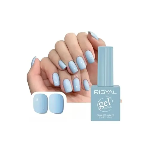 Baby Blue Gel Polish,1 Pcs High Gloss Long Lasting Pastel Sky Blue Gel Nail Polish, UV LED Soak-Off Nail Polish Gel for Manicure Salon DIY (41#, 15ml)