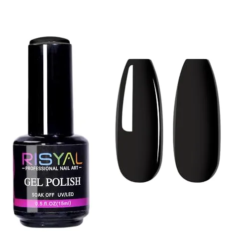 15ml Black Gel Nail Polish,1 Pcs High Gloss Long Lasting Gel Polish, UV LED Soak-Off Nail Polish Gel for Manicure Salon DIY (RL11, 15ml)
