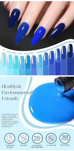 15ml Sky Blue Gel Nail Polish,1 Pcs High Gloss Long Lasting Gel Polish, UV LED Soak-Off Nail Polish Gel for Manicure Salon DIY (51#, 15ml)
