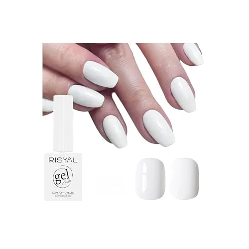 Off White Cream Gel Polish,1 Pcs High Gloss Long Lasting Milk White Gel Nail Polish, UV LED Soak-Off Nail Polish Gel for Manicure Salon DIY (#002, 15ml)