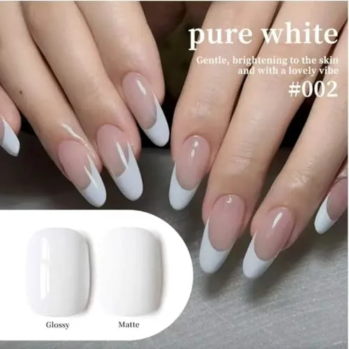 Off White Cream Gel Polish,1 Pcs High Gloss Long Lasting Milk White Gel Nail Polish, UV LED Soak-Off Nail Polish Gel for Manicure Salon DIY (#002, 15ml)