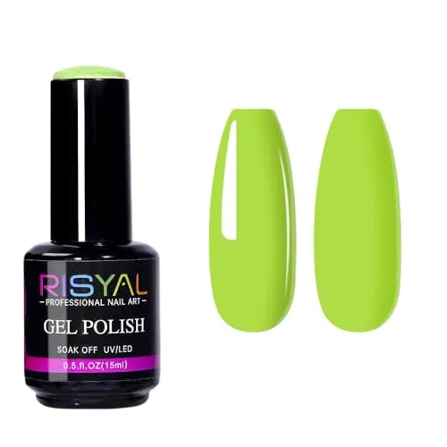 15ml Lime Green Gel Nail Polish,1 Pcs High Gloss Long Lasting Neon Green Gel Polish, UV LED Soak-Off Nail Polish Gel for Manicure Salon DIY (68#, 15ml)