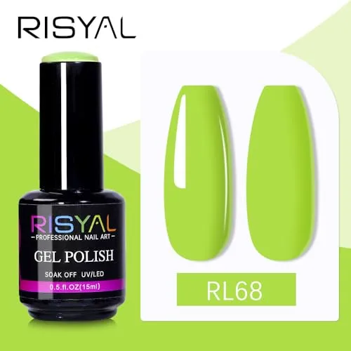 15ml Lime Green Gel Nail Polish,1 Pcs High Gloss Long Lasting Neon Green Gel Polish, UV LED Soak-Off Nail Polish Gel for Manicure Salon DIY (68#, 15ml)