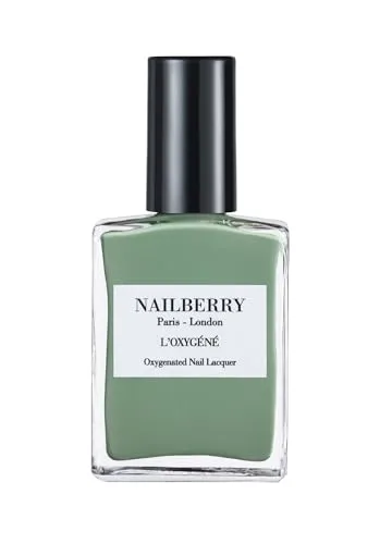 Nailberry L'Oxygéné Oxygenated Nail Lacquer | Mint | Soft Sage Green | UV Protected Long-Wear Nail Polish | 12-Free | Vegan | Certified Halal | Cruelty & Gluten Free | 15 ml