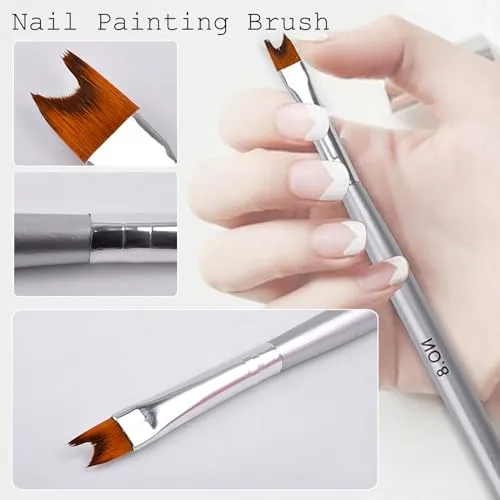 6Pcs Ombre Nail Brush and French Tip Brush, Half Moon Shape French Brush for Nails Acrylic Nail Art Brushes Ombre Nails Painting Pen Brushes French Manicure Brush Nail Tool
