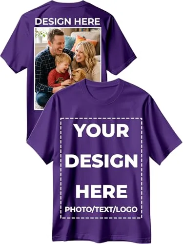 Custom T Shirts for Men Women Design Your Own Front Back Print Customized Shirt Image/Text/Photo Personalized Cotton T-Shirts