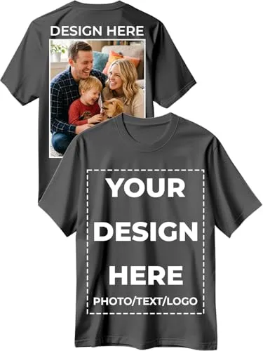 Custom T Shirts for Men Women Design Your Own Front Back Print Customized Shirt Image/Text/Photo Personalized Cotton T-Shirts