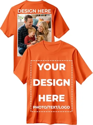 Custom T Shirts for Men Women Design Your Own Front Back Print Customized Shirt Image/Text/Photo Personalized Cotton T-Shirts