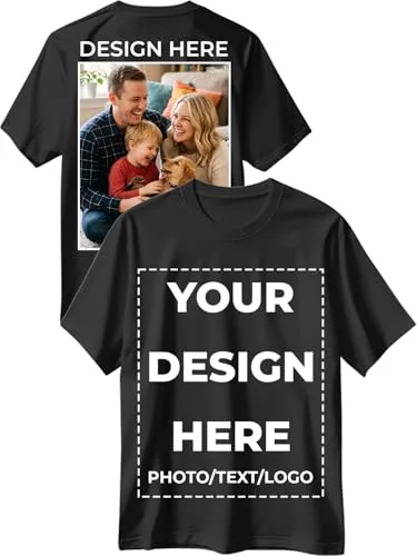 Custom T Shirts for Men Women Design Your Own Front Back Print Customized Shirt Image/Text/Photo Personalized Cotton T-Shirts