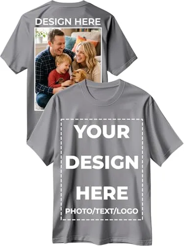 Custom T Shirts for Men Women Design Your Own Front Back Print Customized Shirt Image/Text/Photo Personalized Cotton T-Shirts