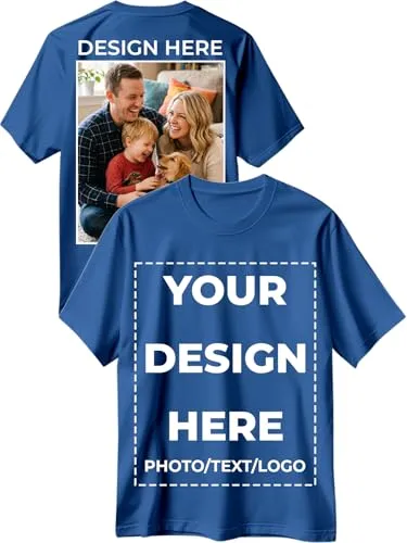 Custom T Shirts for Men Women Design Your Own Front Back Print Customized Shirt Image/Text/Photo Personalized Cotton T-Shirts