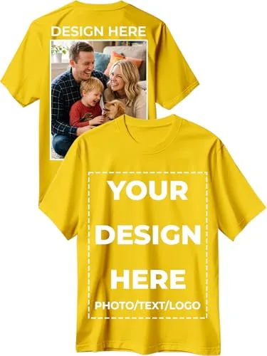 Custom T Shirts for Men Women Design Your Own Front Back Print Customized Shirt Image/Text/Photo Personalized Cotton T-Shirts
