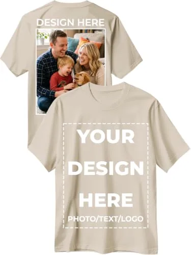Custom T Shirts for Men Women Design Your Own Front Back Print Customized Shirt Image/Text/Photo Personalized Cotton T-Shirts