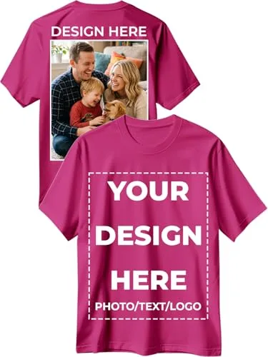 Custom T Shirts for Men Women Design Your Own Front Back Print Customized Shirt Image/Text/Photo Personalized Cotton T-Shirts