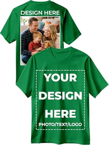 Custom T Shirts for Men Women Design Your Own Front Back Print Customized Shirt Image/Text/Photo Personalized Cotton T-Shirts